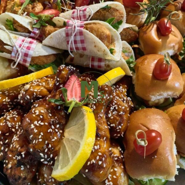 Chicken catering platter with assorted savoury items
