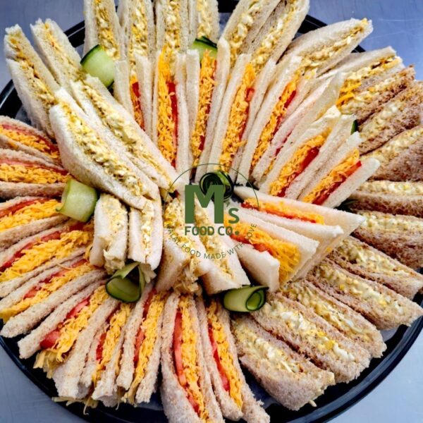 Sandwich platter Cape Town with tomato & cheese, egg mayo and spiced beef